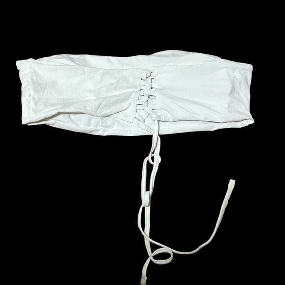 White Bikini XL Padded Top with Corset like Back - Picture 2 of 2
